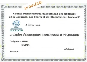Diplôme de L'ENCOURAGEMENT SPORTS, JEUNESSE et VIE ASSOCIATIVE