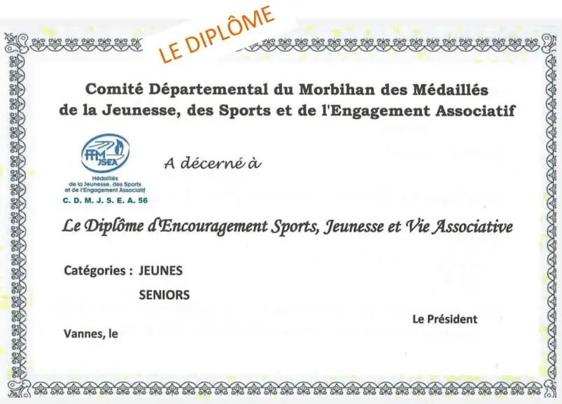 Diplôme de L'ENCOURAGEMENT SPORTS, JEUNESSE et VIE ASSOCIATIVE